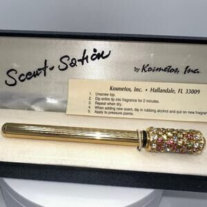 Scent-Sation gold tone multicolor pastel rhinestones perfume fragrance pen